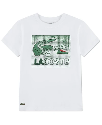 Lacoste Boys' 10-16 Textured Graphic Print Crewneck T-Shirt
