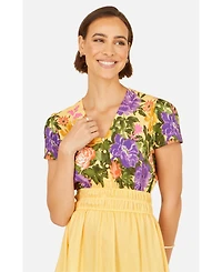 Yumi Women's Floral Mirror Print Viscose Midi Dress