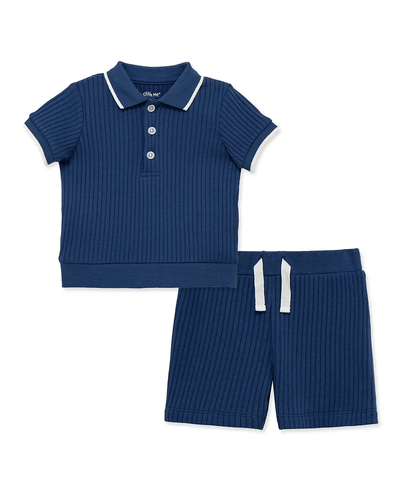Little Me Baby Boys' Collared Neck Polo Shirt and Shorts, 2-Piece Set