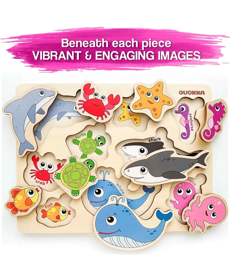 Quokka Wooden Puzzles for Toddlers 1-2 – Pegged Puzzles Animal Sea