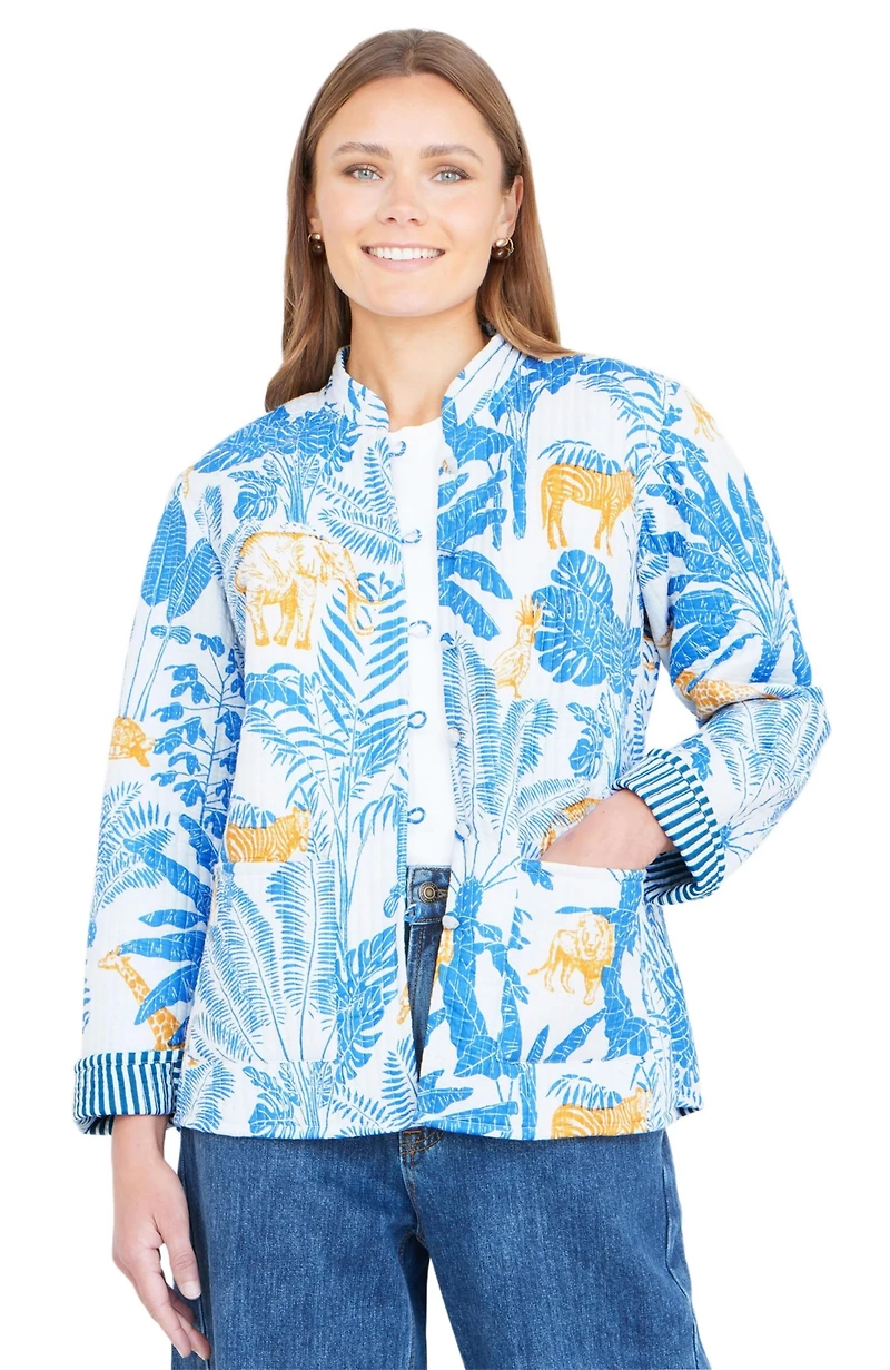 Yumi Women's Jungle Reversible Cotton Quilted Jacket