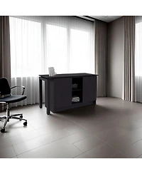 Fm Furniture Elfrida Desk, Two Open Storage Shelves, Wenge