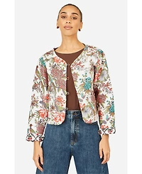 Yumi Women's Print Reversible Cotton Quilted Jacket