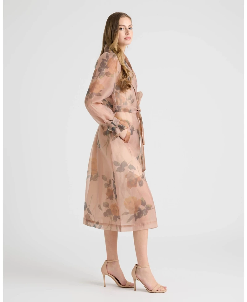 Nvlt Women's Trench Coat with Shirring and Pleats