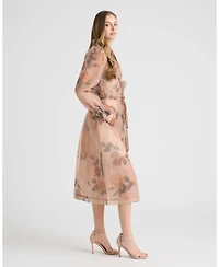 Nvlt Women's Trench Coat with Shirring and Pleats