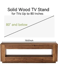 Tribesigns 70.87-in Extra Long Solid Wood Tv Stand for 55/65/75/80 inch Tv, Media Console Table, 2-Tier Entertainment Center with Storage Shelf