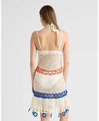 Nvlt Women's Short Crochet Halter Dress