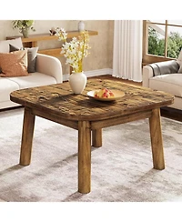 Tribesigns 31.5" Solid Wood Square Coffee Table, Farmhouse Center Table with Rounded Corners, for Living Room, Office, Apartment, Small Places