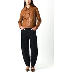 Velez Women's Kalahari Genuine Leather Semi-Fitted Silhouette Trucker Jacket