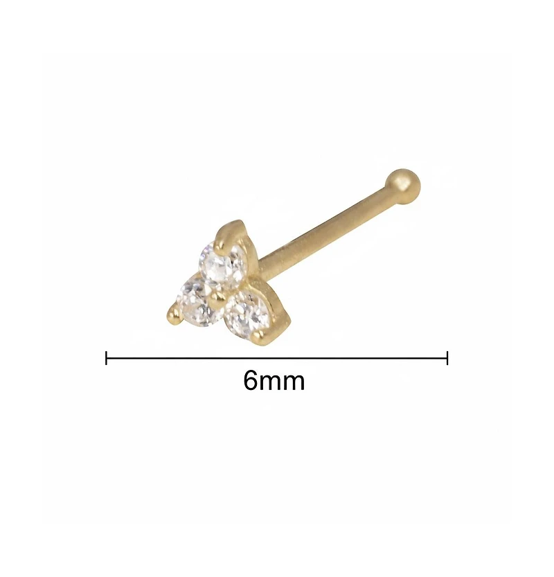 Curata Jewelry Cubic Zirconia Three Stone Nose Ring