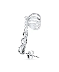 Bling Jewelry Multi Skull Heads Cartilage Left Ear Cuff Clip Wrap Unisex Crystal Crawler Climber Lobe Helix Earring Stainless Steel