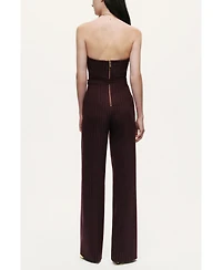 Nocturne Women's Strapless Pinstripe Belted Jumpsuit