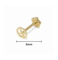 Curata Jewelry Solid 14k Gold 18G 5mm Peace Sign Labret Cartilage Stud Piercing Body Piercing Stud