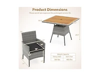 Slickblue Outdoor 5-Piece Wicker Dining Set with Acacia Wood Table