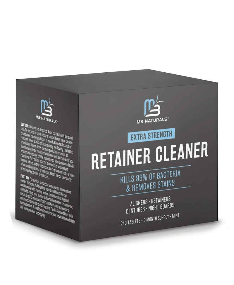 M3 Naturals Retainer & Denture Cleansing Tablets | Removes Odor, Stains & Buildup | 240 Ct