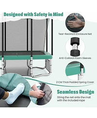 Slickblue 10x8 Ft Rectangle Outdoor Trampoline with Basketball Hoop