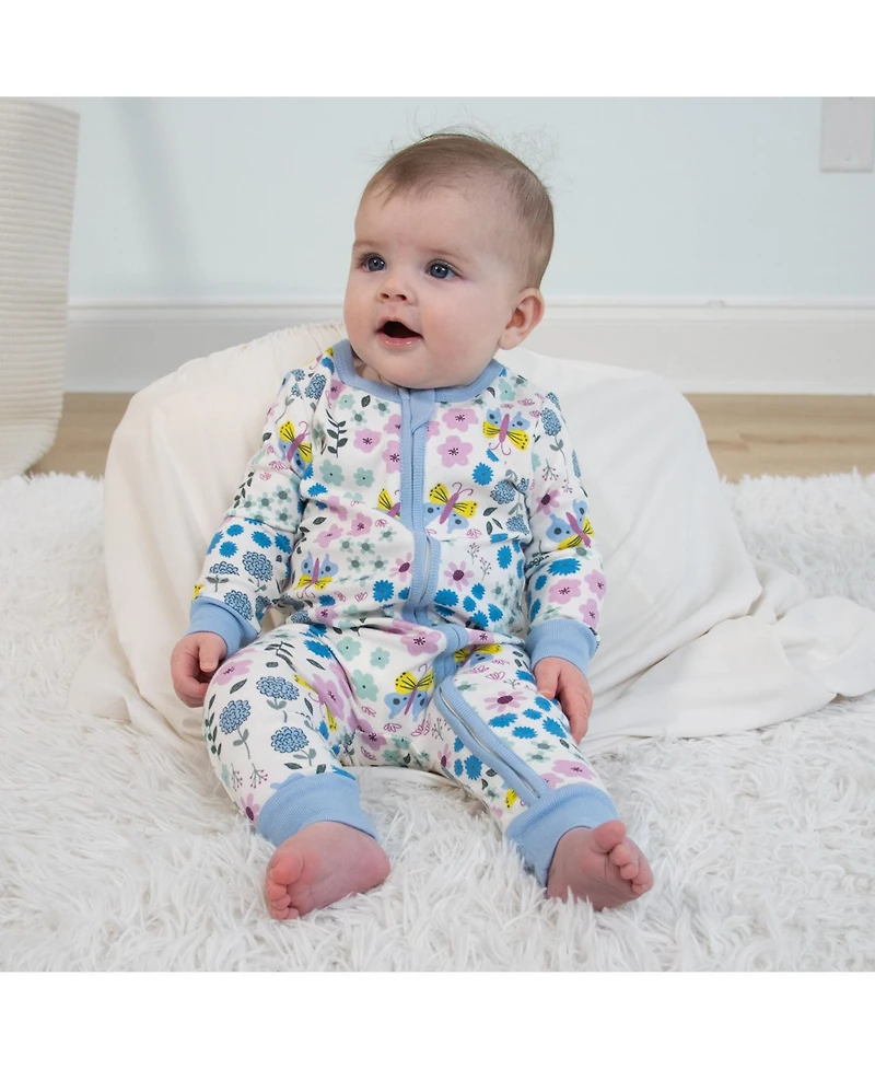 The Peanutshell Baby Girls Blissful Florals Cotton Footless Pajamas for Girls, 2 Pack