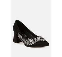 London Rag Womens Abatina Satin Diamante Embellished Pumps