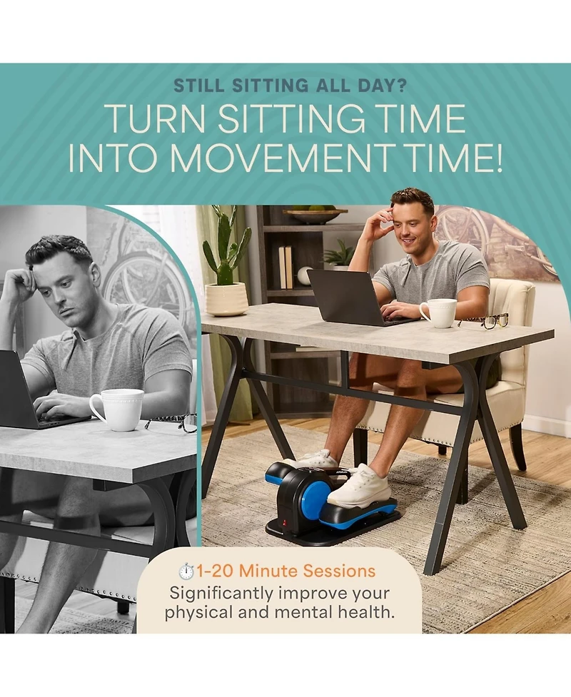 Lifepro Under Desk Elliptical Exercise Machine – Auto & Manual Seated Pedal Exerciser with 10 Levels, Quiet Ellipse Leg Exerciser for Seniors &