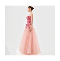 Bariano Women's Poppi Strapless Floral Gown
