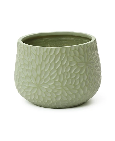 LuxenHome Leaf Embossed MgO Planter, 16.5" Textured Pot for Outdoor & Indoor