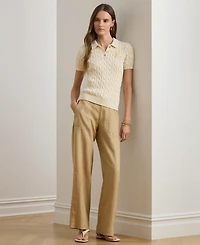 Lauren Ralph Wide-Leg 100% Linen Pants