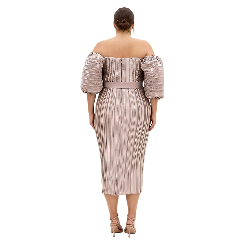 City Chic Women's Krista Pleat Midi Dress