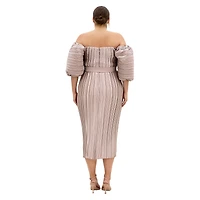 City Chic Women's Krista Pleat Midi Dress