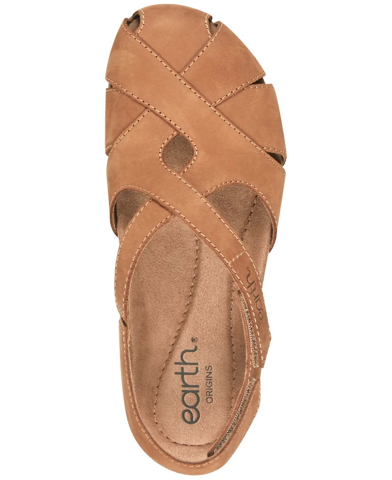 Earth Women's Brentia Leather Criss-Cross Flat Sandals