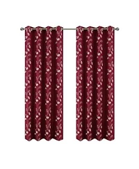 Rt Designers Collection 100 Polyester 140 Gsm Reed Embroidered Grommet Curtain Panel 54 X22 X 90 X22 Burgundy