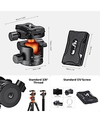KandF Concept Bh-36L 36mm Aluminum Alloy Panoramic Tripod Ball Head with Quick Release Plate