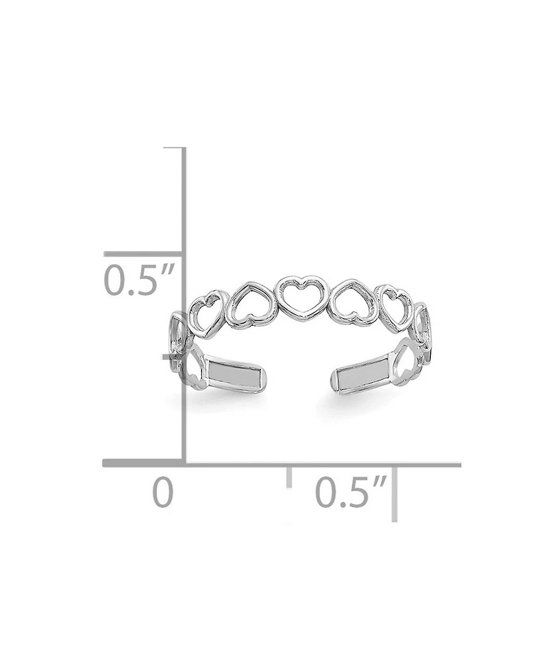 Curata Jewelry Solid 10k Gold Alternating Open Love Hearts Adjustable toe ring toe ring