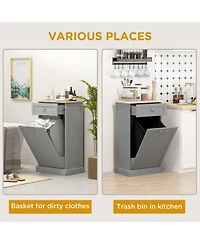 Homcom Kitchen Tilt Out Trash Bin Cabinet, Free Sding Recycling Cabinet