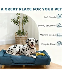 6thdruple Modern Pet Couch with Wood Legs and Cushion for Large Dogs