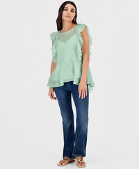 I.n.c. International Concepts Petite Ruffle-Sleeve Peplum Blouse, Macy's Exclusive