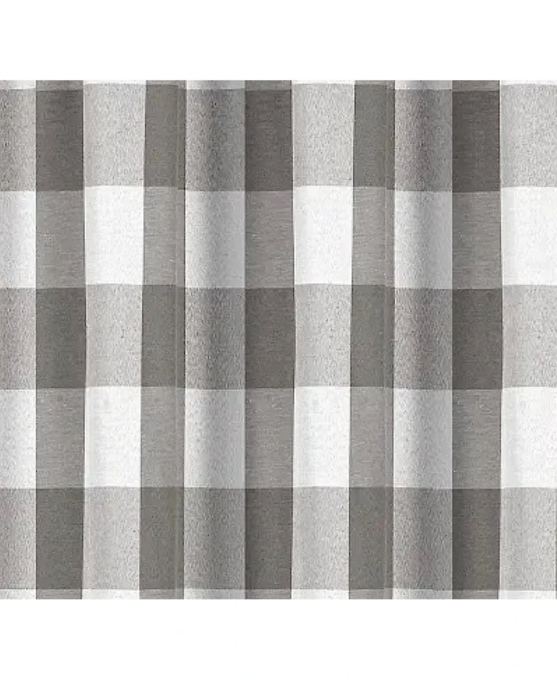 Kate Aurora 2 Piece Country Farmhouse Gray Buffalo Plaid Pleated Rod Pocket Window Curtain Panels