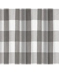Kate Aurora 2 Piece Country Farmhouse Gray Buffalo Plaid Pleated Rod Pocket Window Curtain Panels