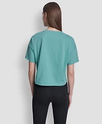 Dkny Sport Women's Metallic Bubble Logo Drop Shoulder Pull-On T-Shirt