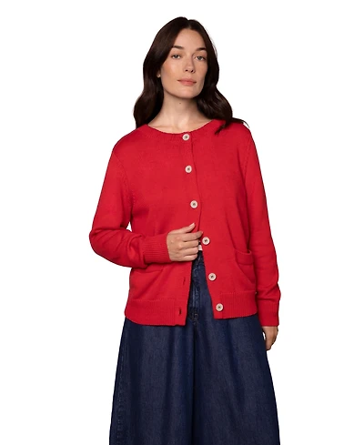 Celtic & Co. Women's Long Sleeve Cotton Crew Neck Cardigan