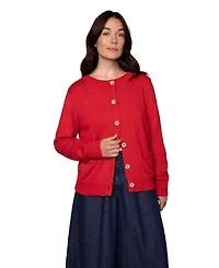 Celtic & Co. Women's Long Sleeve Cotton Crew Neck Cardigan