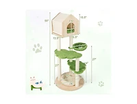Aostirmotor 55" Indoor Cat Tree with Sisal Scratching Posts & Cozy Cat Bed, Climbing Stand for Kittens