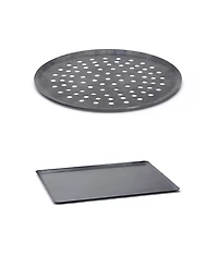 De Buyer Blue Carbon Steel Baking Sheet & Perforated Pizza Tray Set
