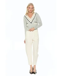 Alexia Admor Women's Arden Deep V Contrast Trim Cardigan