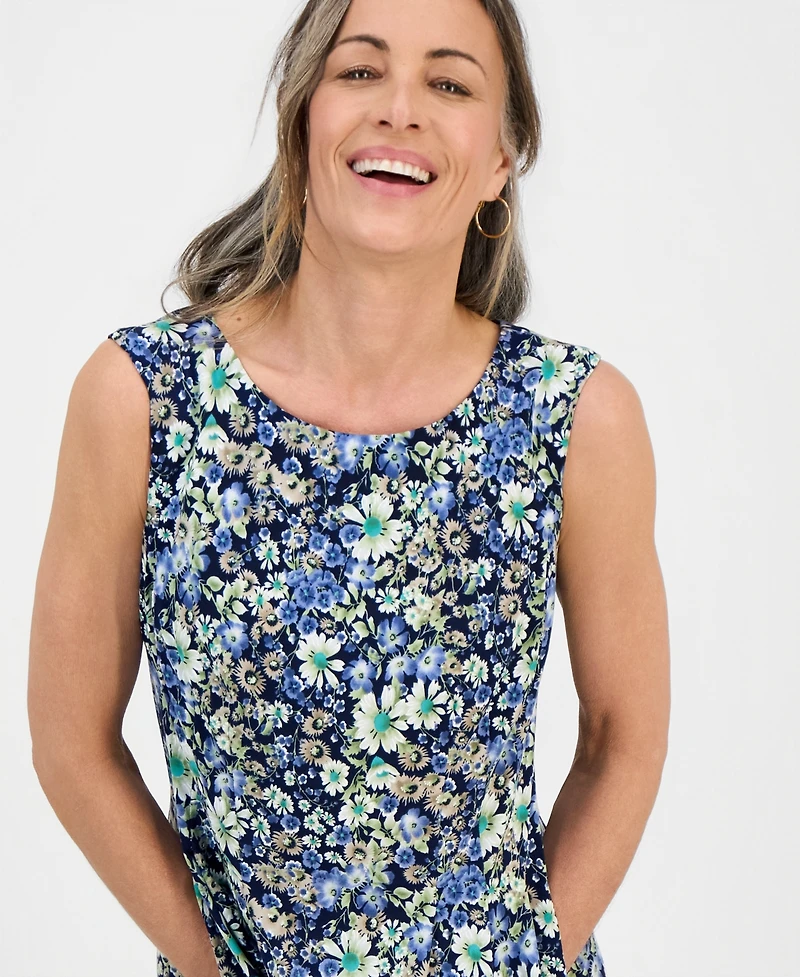 Connected Petite Floral Print Fit & Flare Dress