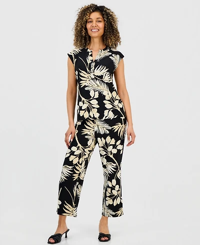 Anne Klein Essentials Petite Printed Pull-On Cropped Pants