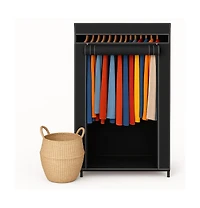 Florida Brands Portable Wardrobe Closet - Premium Metal Hanging Rod with Beige Cover- 65 Lb. Weight Capacity- Super Easy Assembly, No Tools Required