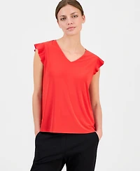 Anne Klein Essentials Petite Ruffled Sleeveless Top