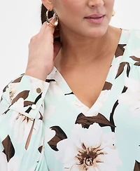 I.n.c. International Concepts Plus Shirt-Sleeve V-Neck Top, Macy's Exclusive