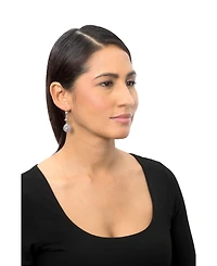 American West Jewelry Sterling Silver Rhodonite Pear-Shaped Concha Lever Back Earrings