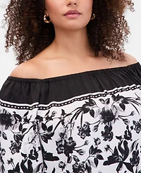 I.n.c. International Concepts Plus Off-The-Shoulder Bubble-Sleeve Top, Macy's Exclusive